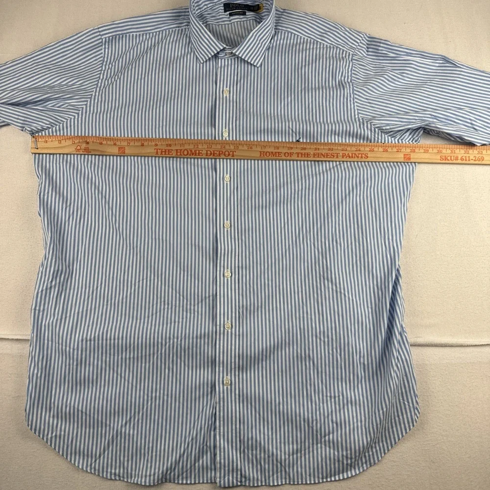 Polo Ralph Lauren Performance Blue White Long Sleeve shirt 2XB Nylon preppy